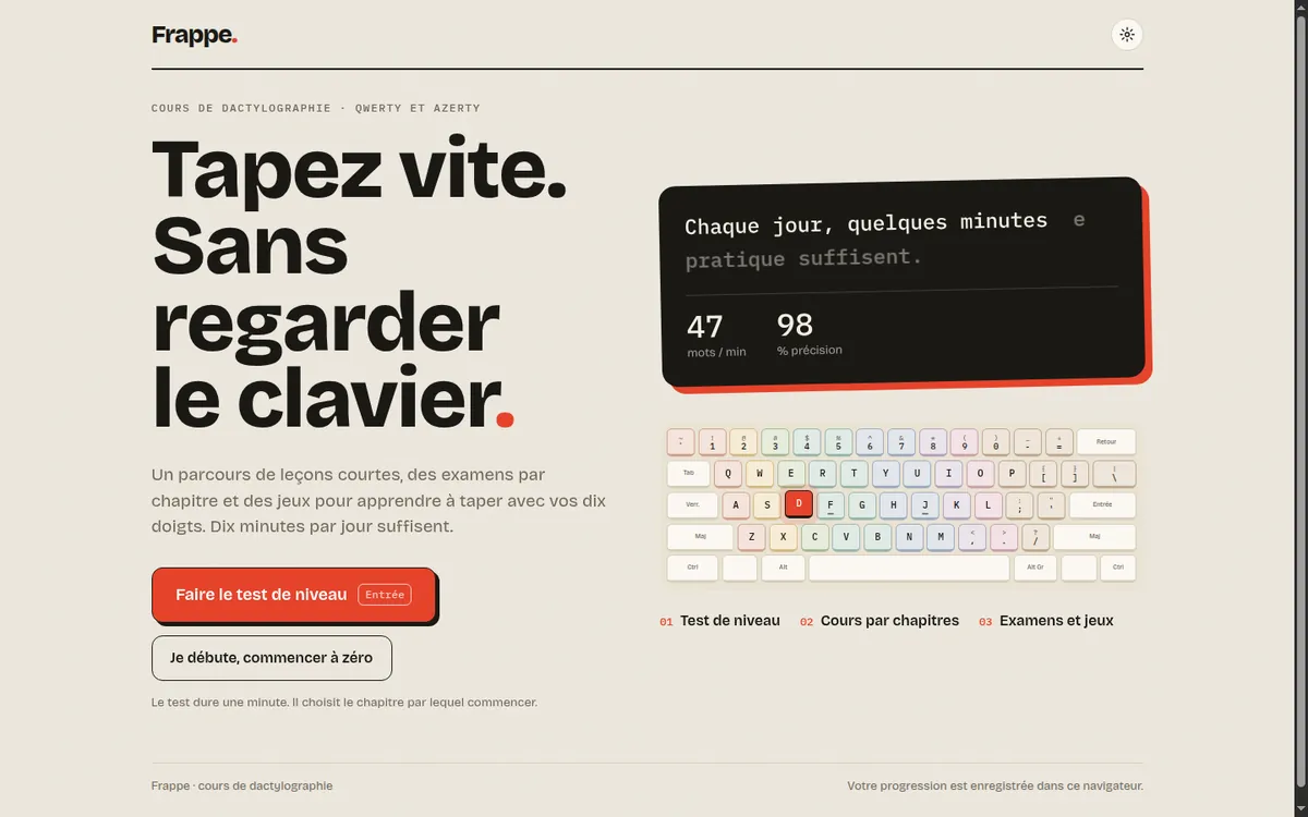 Page d'accueil de Frappe